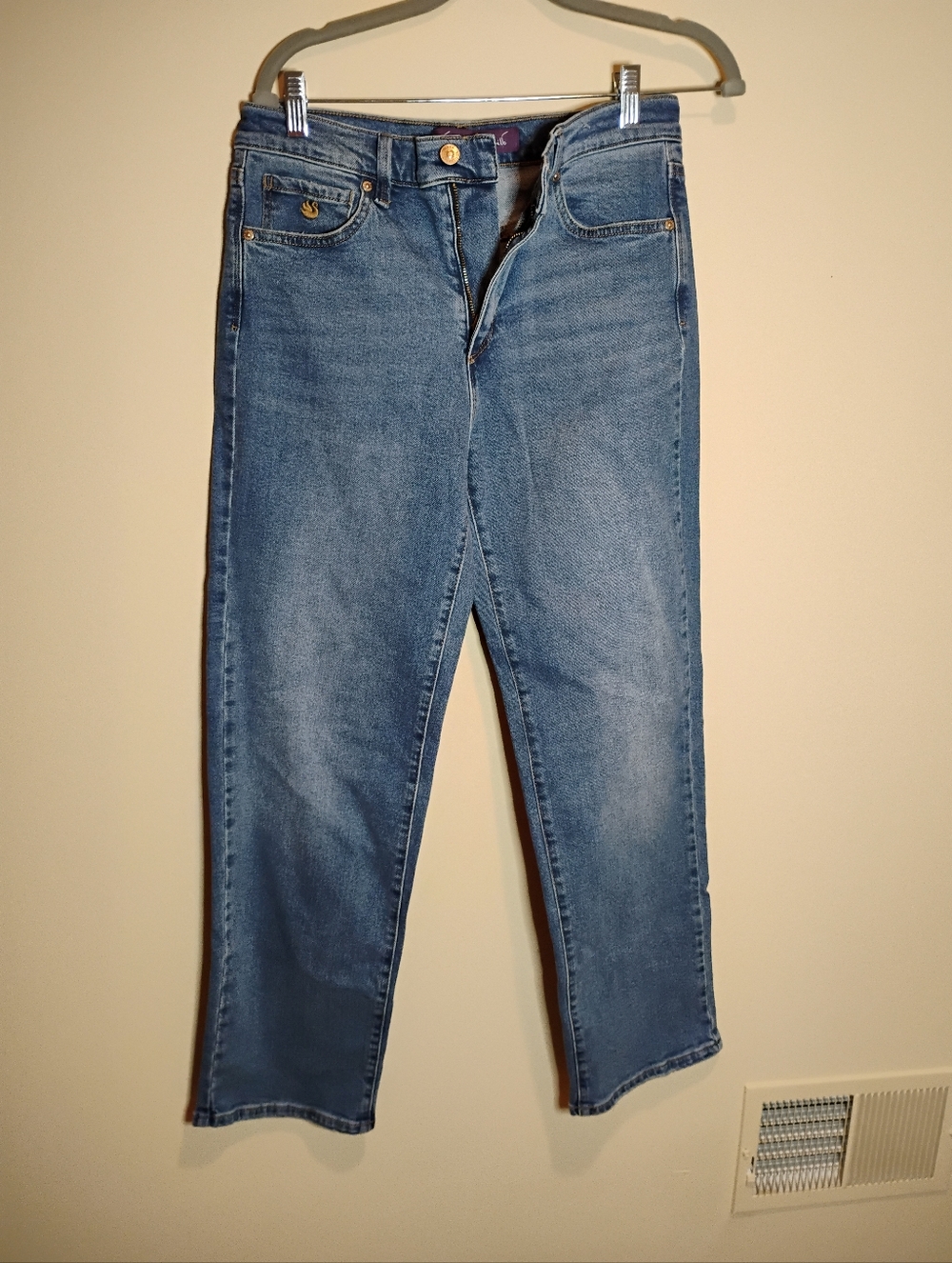 NWOT Gloria Vanderbilt Women's Blue Denim Wide Leg High Rise Jeans Sz 4